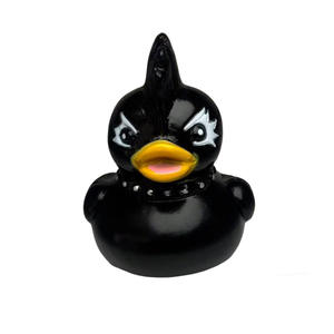 批发定制徽标迷你<span class=keywords><strong>2.3</strong></span>英寸非主流莫霍克发型橡皮鸭乙烯基吱吱叫黄色洗澡鸭玩具橡皮鸭 - Product Image 6