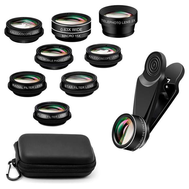 HD Wide-angle Macro Camera Fisheye Lens Universal 7 in 1 Mobile Phone Lens Set