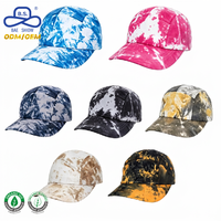 Casquette de campingur 5 panneaux unie Tie-Dye Camo à visière plate, réglable, style streetwear, motif marbré, luxe ethnique