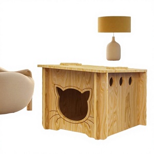 Modern Weatherproof Eco-friendly Pinewood Cat & <b>Bunny</b> Hutch with Solid Pattern No Assembly Required for Small Pets - Product Image 3