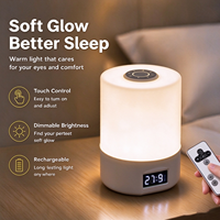 Lampu Meja Sentuh LED Lampu Meja Dapat Diredupkan Dapat Diisi Ulang USB dengan Jam Kalender Lampu Malam Samping Tempat Tidur Dekorasi Lampu Tidur Membaca
