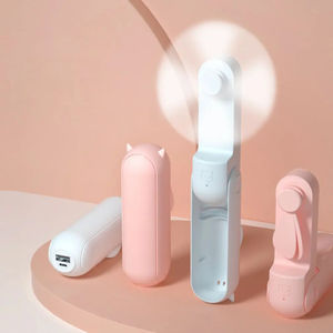 Nouveau ventilateur portable de gros, mini, pliable, trois vitesses réglables, couleur unie, rechargeable, avec éclairage LED et support de téléphone - Product Image 4