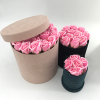Boîte ronde en velours de couleur velours, boîtier à fleurs en velours, personnalisé, de bricolage