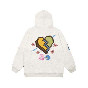 OEM High Quality Unisex High Street PU Printed Patch Applique Embroidered Hoodie Oversize <b>Zip</b> <b>up</b> Hoodies for Men and Women - Product Image 3