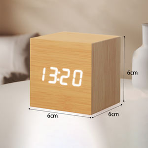 Novedad, venta al por mayor, <span class=keywords><strong>de</strong></span> estilo minimalista accesorio <span class=keywords><strong>de</strong></span> diseño, cama <span class=keywords><strong>de</strong></span> escritorio individual <span class=keywords><strong>de</strong></span> marca, <span class=keywords><strong>reloj</strong></span> despertador <span class=keywords><strong>de</strong></span> madera con cubo <span class=keywords><strong>de</strong></span> escritorio <span class=keywords><strong>Digital</strong></span> para cabecera - Product Image 2