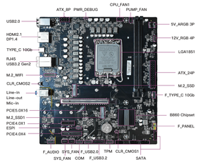 Esonic B860M D3HP Intel <span class=keywords><strong>Core</strong></span> Ultra (Серия 2) LGA 1851 материнская плата, MATX, DDR5, 2x M.2, PCIe 5,0, USB-C, 1GbE LAN, EZ-защелка - Product Image 3