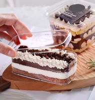 Petit récipient d'emballage alimentaire en plastique PS transparent en acrylique, boîte à dessert en mousse tiramisu
