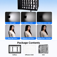 Panneau lumineux LED avec grille Softbox pour la photographie, l'enregistrement vidéo, le studio, les portraits, la diffusion en direct, les créateurs de contenu