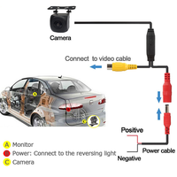 Caméra de recul universelle pour voiture avec 4 LED HD, vision nocturne, étanche, grand angle, avec câbles