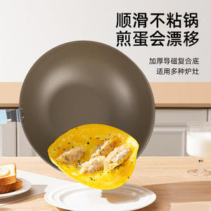 Sartén antiadherente de titanio con fondo plano redondo y tapa para cocinas de gas e inducción - Product Image 5