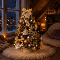 45cm Künstlicher Elch-Weihnachtsbaum-Set mit LED-Beleuchtung Langlebige & Umweltfreundliche Wiederverwendbare Tisch-Mini-Ornament-Dekoration