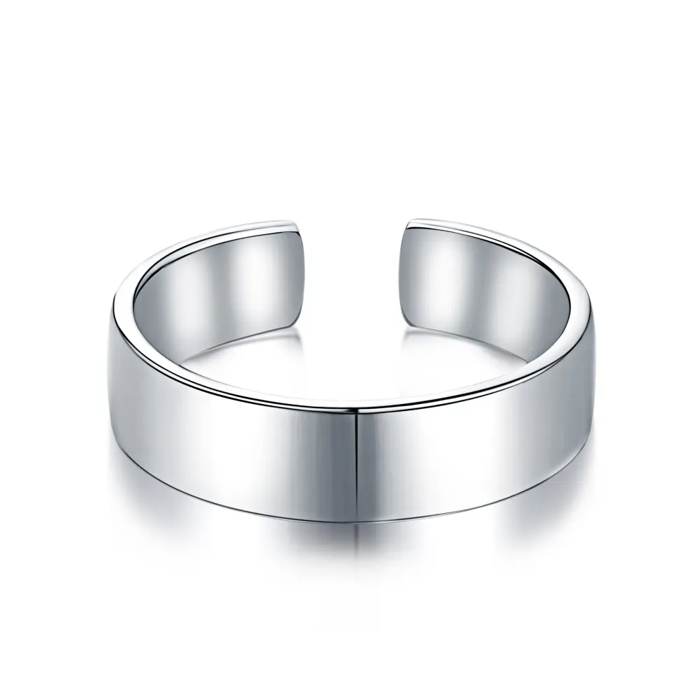Dylam INS Hot Minimal Unisex Plain verstellbar Rhodiniert Breit Gravierbare Ringe Schmuck Frauen 925 Sterling Silber offener Ring