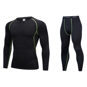Collants de sport respirants et très élastiques personnalisés pour hommes – Ensemble de collants de compression avancés pour adultes - Product Image 1