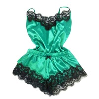 Ensemble Pyjama Satin Doux Respirant Lingerie Nuit Shorts Femme Fille Haute Qualité — Vente Flash