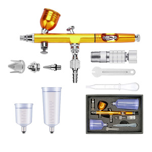 Aérographe AR180 à alimentation par gravité 0,3-0,5 mm, double action, vitesse réglable, pour peinture artistique, modélisme, portable, rouge - Product Image 3