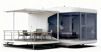 Auvent extensible, maison mobile préfabriquée, entièrement meublée, espace de vie modulaire portable, cuisine/salle de bain/chambre pour le glamping
