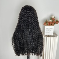 Perruque en cheveux vietnamiens bruts doublement étirés de qualité 12A, ondulations profondes, 30 pouces, avec dentelle frontale HD 4x4 pour femmes noires