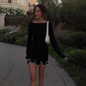 มินิเดรสสั้นมีระบายแขนยาวเข้ารูปของผู้หญิงเดรสปาร์ตี้2024หรูหรางานลำลองมินิเดรสสำหรับผู้หญิงมาใหม่ - Product Image 4