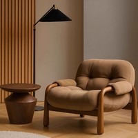 Canapé une place en bois massif style Wabi-sabi, fauteuil lounge en noyer style Mid-Century, pour le salon, le bureau ou la salle d'étude