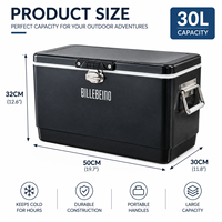 Glacière isotherme vintage 30L personnalisable avec logo pour camping, pique-nique, étanche, pour 2 jours, avec compartiment en aluminium pour aliments, vin et canettes