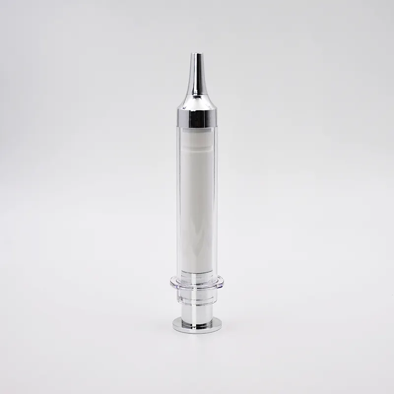 10ml mini kozmetik göz serumu krem enjeksiyon tüpü şırınga şekilli havasız şişe