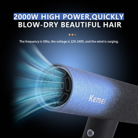 Sèche-cheveux professionnel KEMEI KM-6907 2000W compact, salon, BLDC sans balais, vent puissant, technologie ionique à très haute vitesse, coiffage