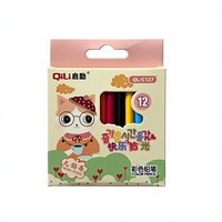 Lot de 12 crayons de couleur courts pour dessin, graffiti, art, cadeau de la Journée des enfants, papeterie fabriquée en Chine