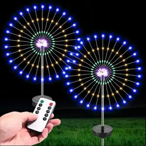 200 LED impermeable estrella explosiva lámpara de fuegos artificiales luces de hadas de Navidad lámpara de alambre de cobre luces de cadena de diente de león para jardín