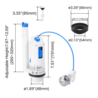 Kit de réparation universel JIELIN pour réservoir de toilettes à double chasse, valve d'admission d'eau réglable, économie d'eau écologique pour la plupart des toilettes standard
