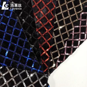 Colorido 3mm bordado de lantejoulas tecido de veludo preto