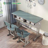 Chaises de bureau doubles à double colonne en métal pour les élèves du primaire et du secondaire, les salles de classe et les centres de tutorat - Durables