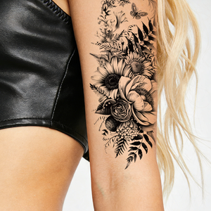 Nouveaux petits autocollants de <span class=keywords><strong>tatouage</strong></span> <span class=keywords><strong>floral</strong></span> pour le <span class=keywords><strong>bras</strong></span>, non toxiques et inoffensifs, tatouages temporaires à la mode et tendance - Product Image 6