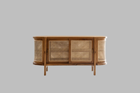 Meuble TV élégant en bois massif, design moderne, construction durable, rangement spacieux, finition bois élégante, rotin, salon