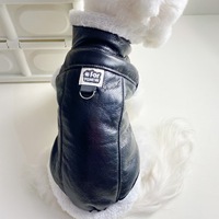 Chaqueta de Motero para Mascotas con Forro Polar y Hebilla de Tracción, Abrigo Cálido para Perros con Cuello de Lana de Cordero para Bichón y Teddy