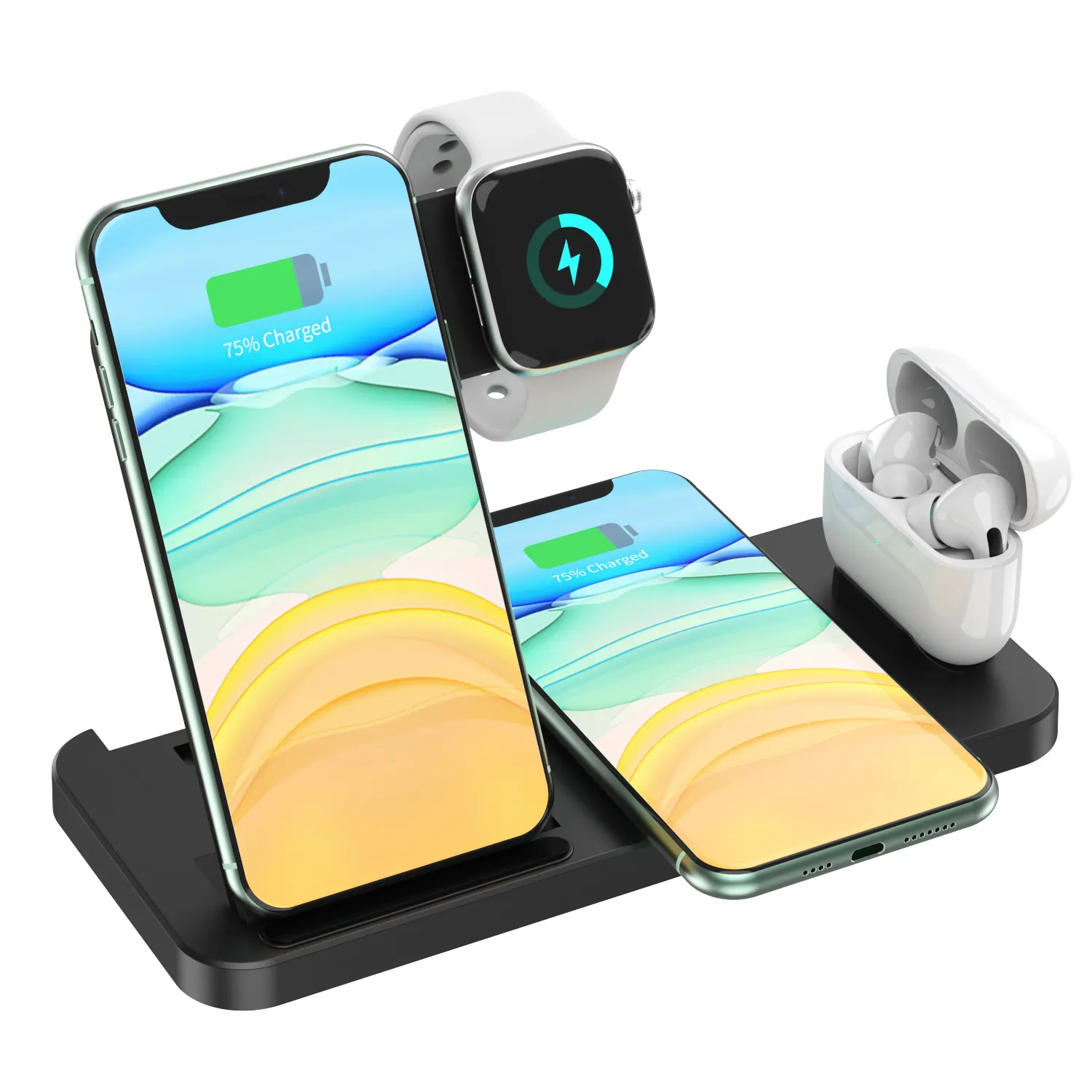 Four in one charging, ultra high value 10W fast wireless charger, two phones at the same time is not a problem