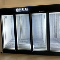 Réfrigérateur commercial à température unique pour la conservation des aliments, avec porte vitrée, éclairage LED et double porte