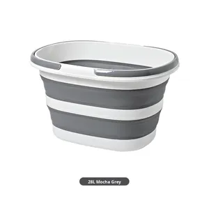 Space-Saving Foldable Plastic Laundry Basket with Handle Waterproof Car Portable Collapsible <strong>Bucket</strong> for Outdoor Use - Product Image 2