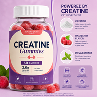 Gomitas de Creatina 3g por Porción Sabor Frambuesa Sabor Natural Apoyo para la Fuerza Rendimiento en el Entrenamiento Energía Adultos 60 Unidades