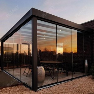 3x3 3x4 3x5 3x6 4x3 4x4 4x5 4x5 4x6 <span class=keywords><strong>5x3</strong></span> 5x4 Kits de pergola Toit à persiennes bioclimatique motorisé en aluminium pour l'extérieur avec verre porte - Product Image 5