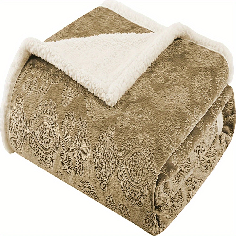 Velour Pattern Embossed Oversized Luxury Polyester Embossed Micro Velour Plush Throw Blanket ...