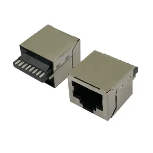 Bouclier de type à souder 8P8C jack rj45 jack modulaire magnétique poe 8pin socket rj45 connecteur femelle led ethernet connecteur rj45