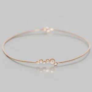 Simple circle bangle 925 sterling silver thin gold white color zircon bangle