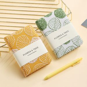 Carnet A6 à couverture rigide en lin brodé de feuilles fraîches, imprimé sur mesure, reliure cousue en tissu, pour étudiants, voyageurs, journal intime, cadeau, en stock - Product Image 6