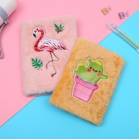 Carnet de notes scolaire A5/A6 mignon en peluche, couverture rose/orange avec pages imprimées, journal intime, cadeau