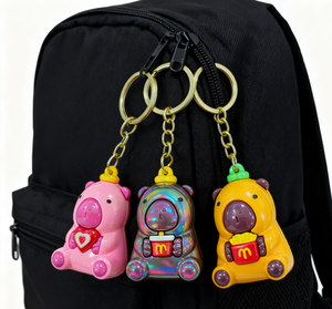 Spedizione veloce in PVC con moschettone a carattere religioso elettrolitico portachiavi lucente a tema cibo dell'orso per la decorazione della borsa alla moda - Product Image 6