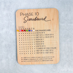 Pafu 2025 <strong>Wooden</strong> Score <strong>Board</strong> with 8 Colored <strong>Pegs</strong> Eco-Friendly Phase 10 Card Game Tracker Fun for the Whole Family - Product Image 5