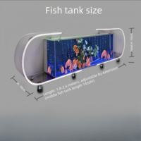 Meuble TV Aquarium de Luxe en Verre, Grand Bassin à Poissons Ultra Silencieux, Forme Ovale, Capacité 376-418L pour Salon