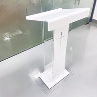 Pupitre acrylique chaire plate-forme acrylique podium chaire acrylique blanc podium chaire d'église avec croix d'église chrétienne