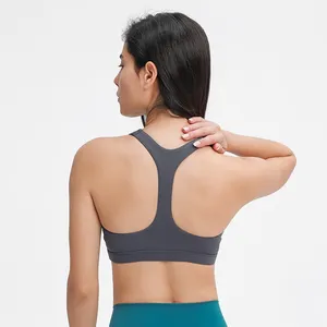 Nach maß leere sport padded yoga bh tops mit v-ausschnitt