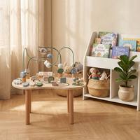 Mesa de Actividades de Madera para Bebés, Juguete Sensorial Educativo Temprano Montessori con Rodillo de Cuentas, para Niños y Niñas Pequeños